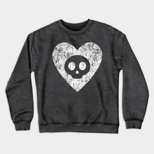 Cute Skull in Heart - Distressed Crewneck Sweatshirt